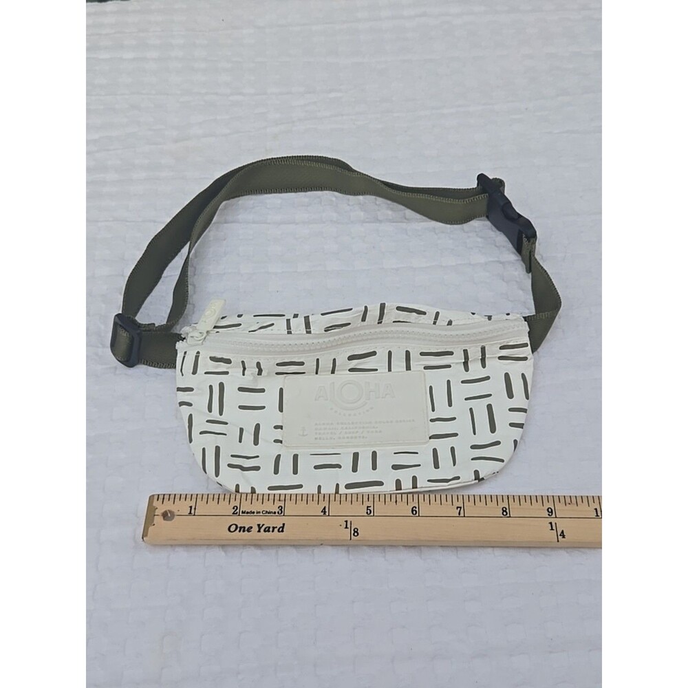 Aloha Collection Hawai’i Mini Fanny Pack Pinstripe green And White
